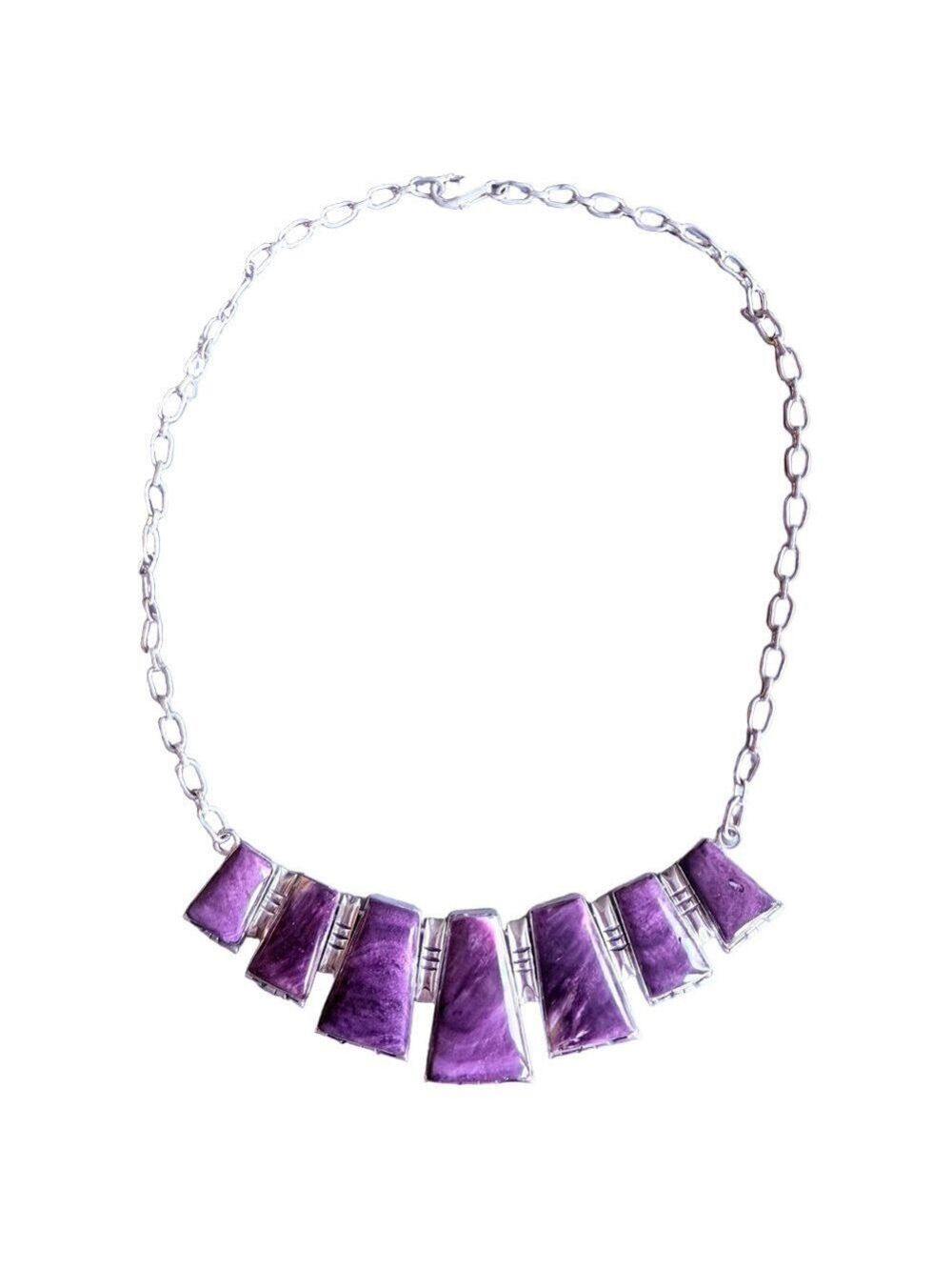 NAVAJO ROGER SKEET PURPLE SPINY OYSTER STERLING SILVER NATIVE AMERICAN N… - Picture 1 of 9